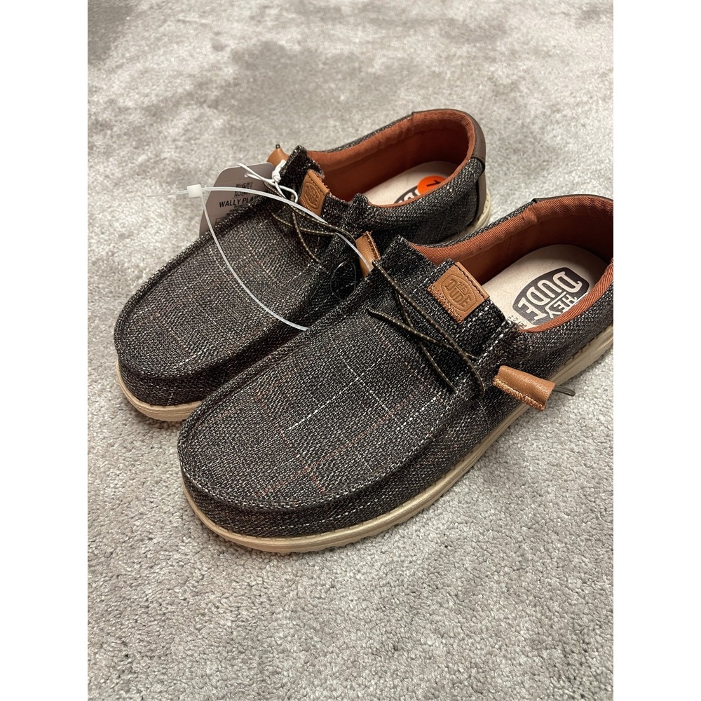 Hey Dude Men's Wally Cozy Plaid Slip On Loafers Downtown Brown Size 11 NEW